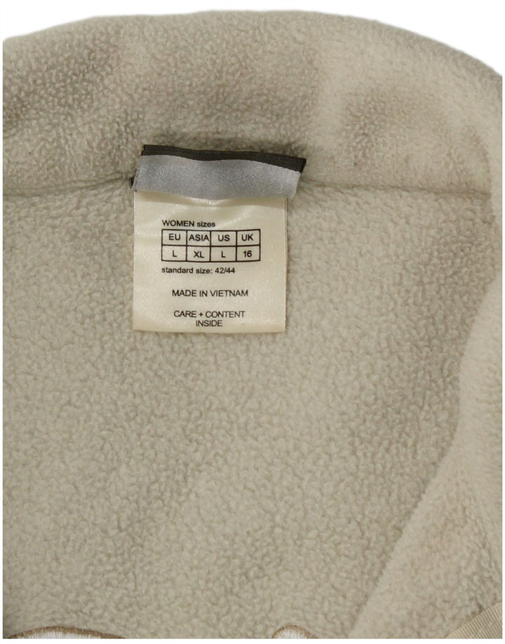 Jack Wolfskin Womens Graphic Fleece Jacket UK 16 Large Off White Polyester