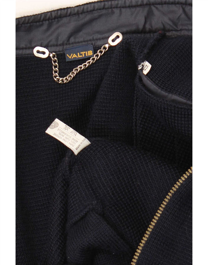 Vintage Womens Cardigan Sweater UK 12 Medium Navy Blue New Wool