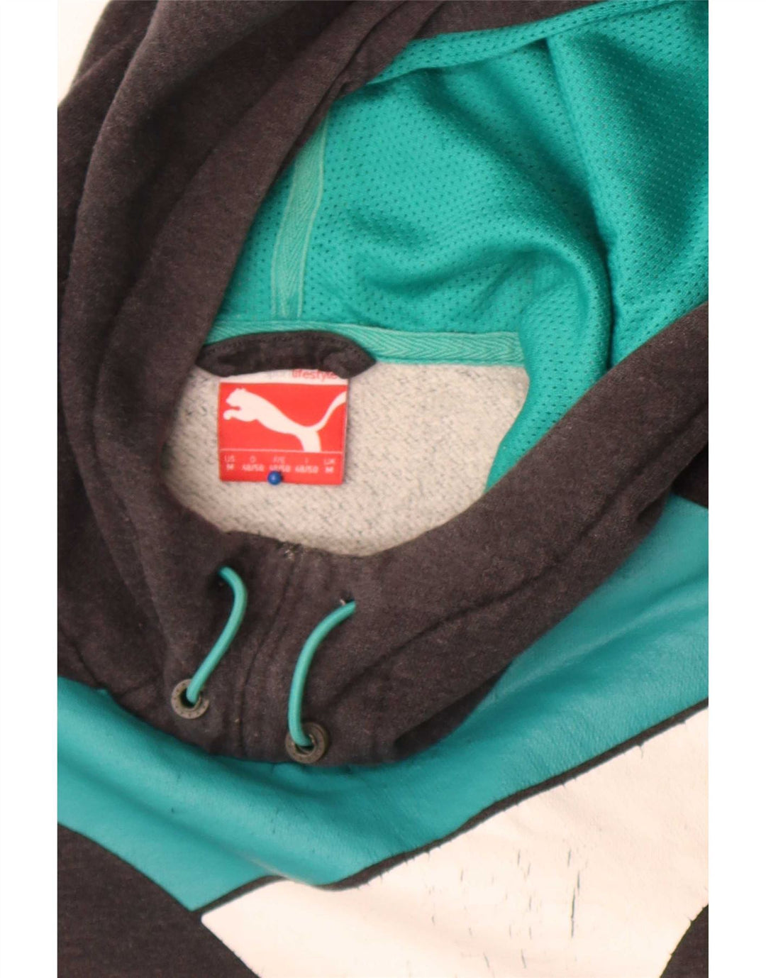 Puma Mens Graphic Hoodie Jumper Medium Grey Colourblock