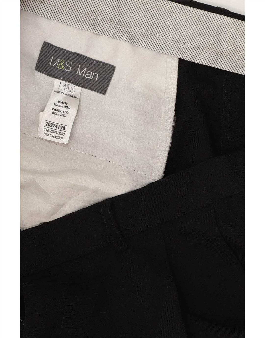 Marks & Spencer Mens Pegged Suit Trousers W40 L33 Black Polyester