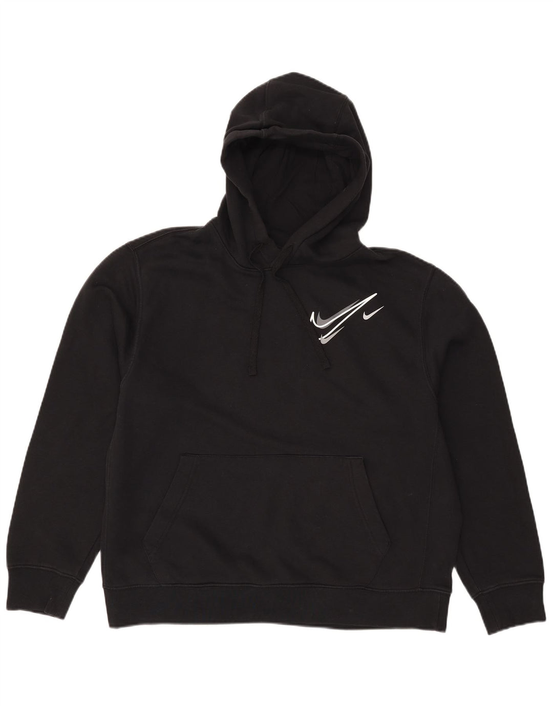 Nike Mens Graphic Hoodie Jumper Large Black Cotton