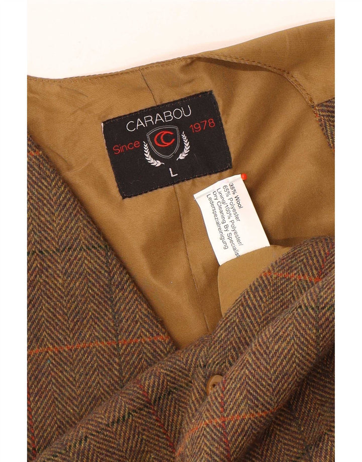 Carabou Mens Waistcoat Large Brown Check Wool