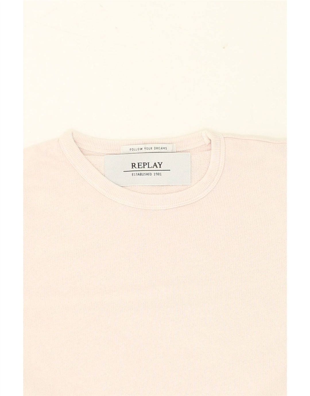 REPLAY Womens Oversized Graphic Sweatshirt Jumper UK 10 Small Pink Cotton Vintage Replay and Second-Hand Replay from Messina Hembry 