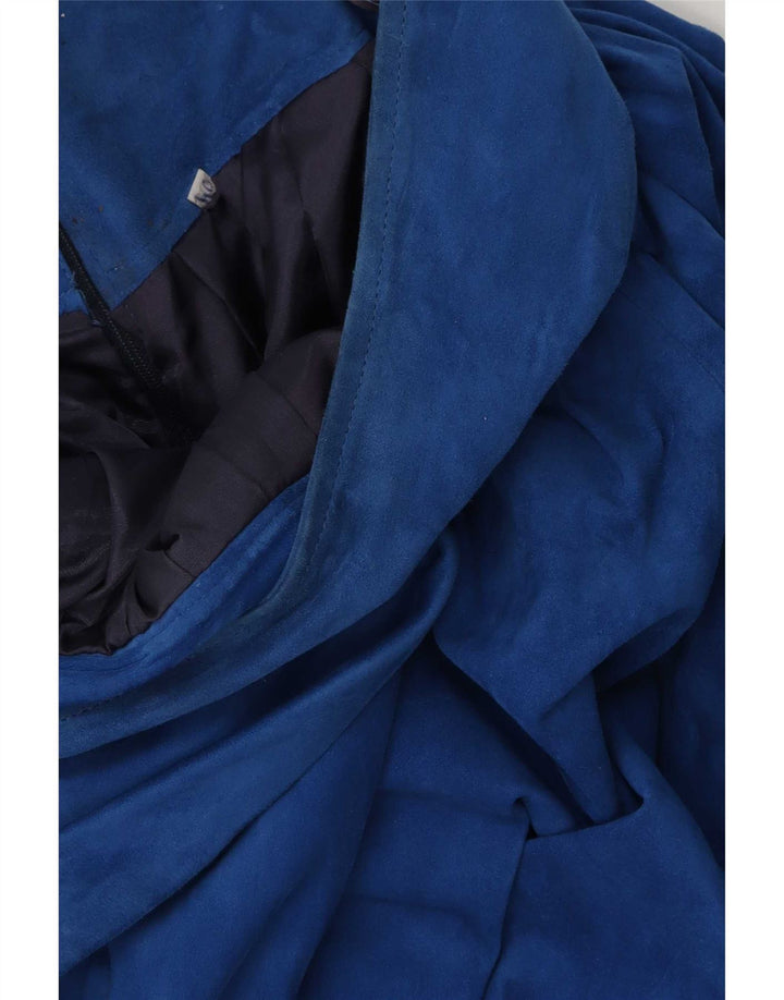 Vintage Womens Suede A-Line Skirt IT 40 Small W26 Blue Leather