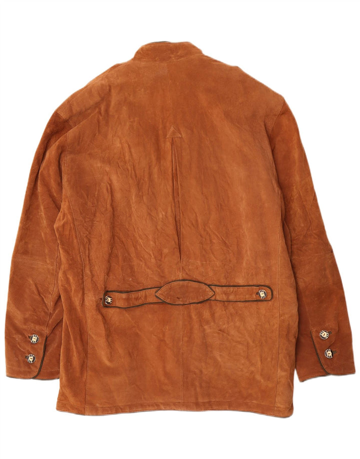 Vintage Mens Suede Jacket IT 56 3XL Brown Leather