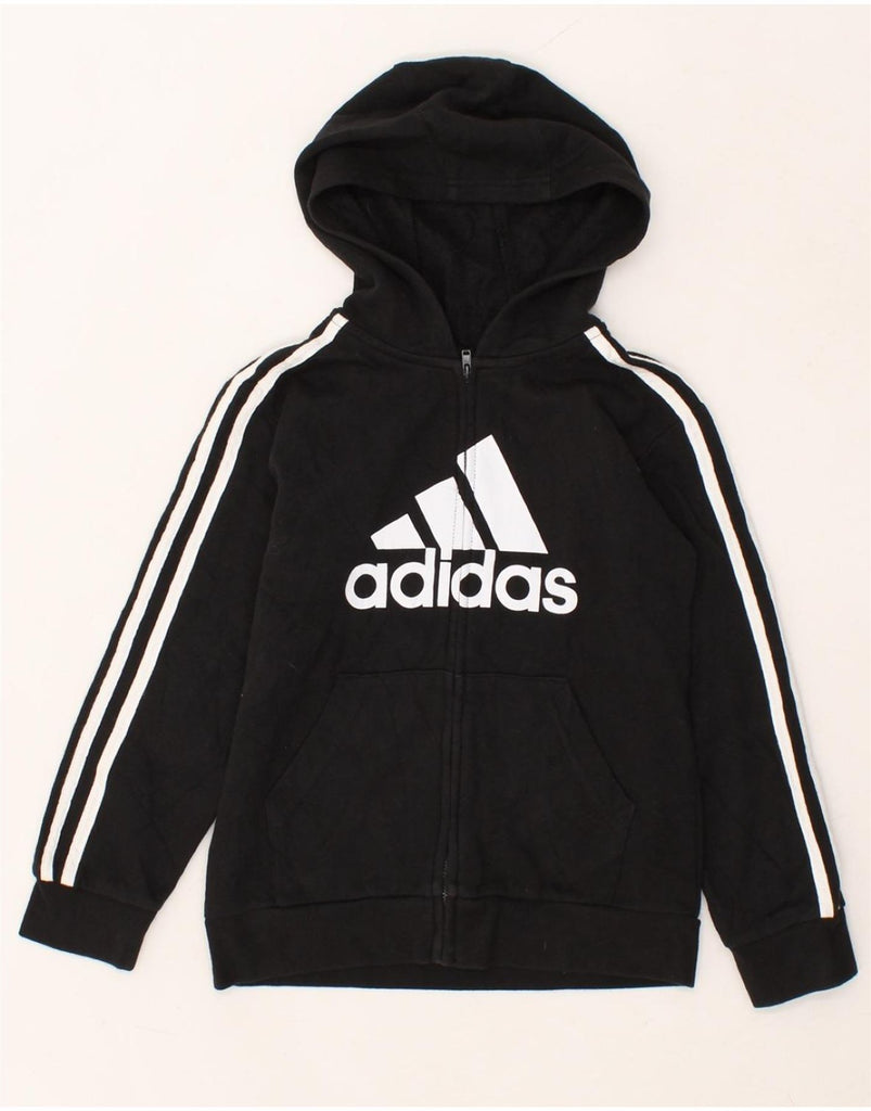 ADIDAS Boys Graphic Zip Hoodie Sweater 6-7 Years Black Cotton Vintage Adidas and Second-Hand Adidas from Messina Hembry 