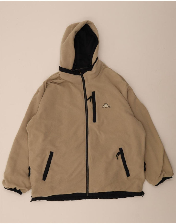 Kappa Mens Hooded Loose Fit Reversible Jacket UK 40 Large Black Polyester