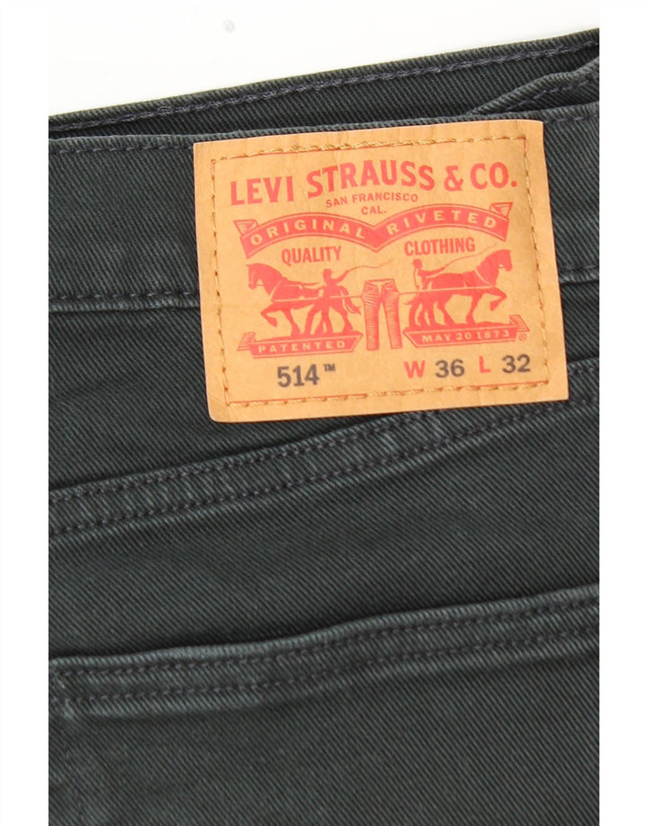 LEVI'S Mens 514 Straight Jeans W36 L32 Black Cotton