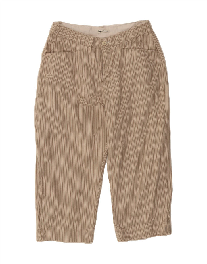 LEE Womens Straight Cropped Trousers US 8 Medium W28 L18 Beige Striped Vintage Lee and Second-Hand Lee from Messina Hembry 
