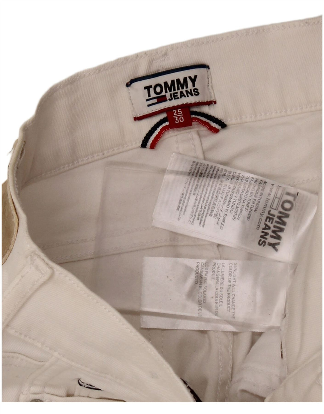 TOMMY HILFIGER Womens Mid Rise Skinny Jeans W25 L25 White Cotton
