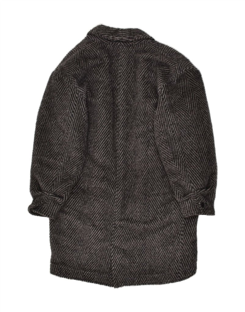 COMPLICE Womens Open Overcoat UK 14 Large Grey Herringbone Alpaca Wool Vintage Complice and Second-Hand Complice from Messina Hembry 