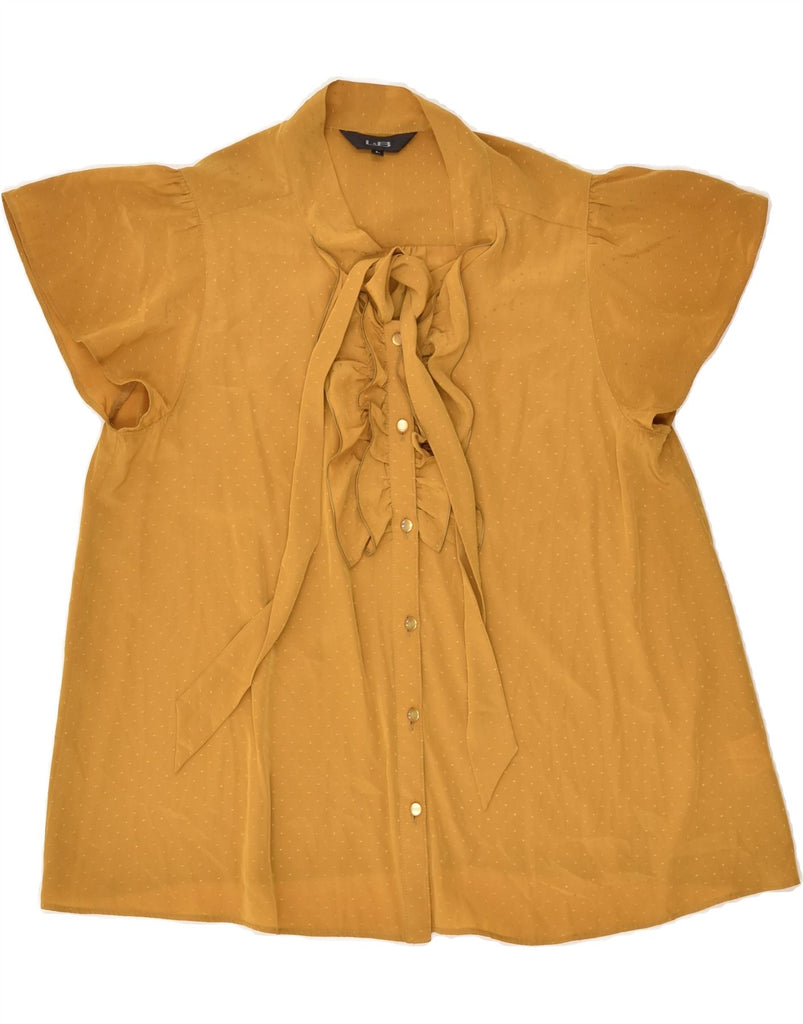 VINTAGE Womens Ruffle Front Shirt Blouse UK 16 Large Yellow | Vintage Vintage | Thrift | Second-Hand Vintage | Used Clothing | Messina Hembry 