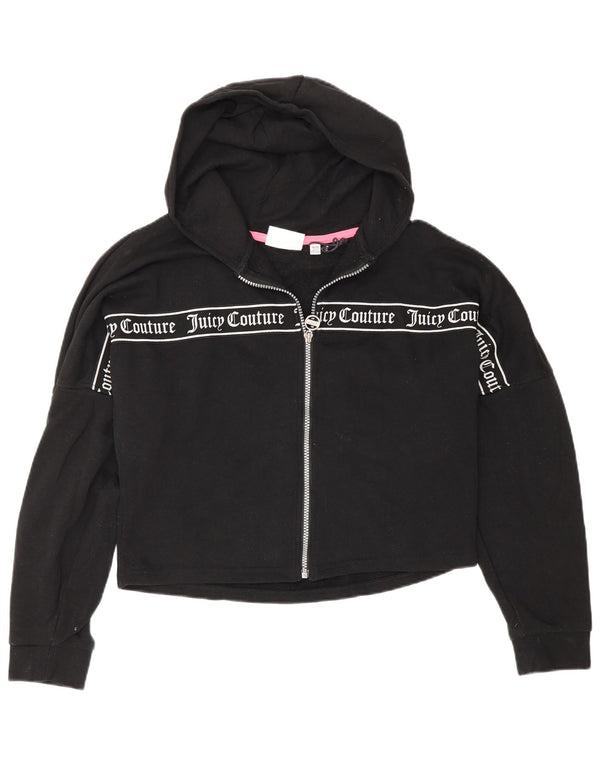 Juicy Couture Girls Graphic Crop Zip Hoodie Sweater 14-15 Years Black