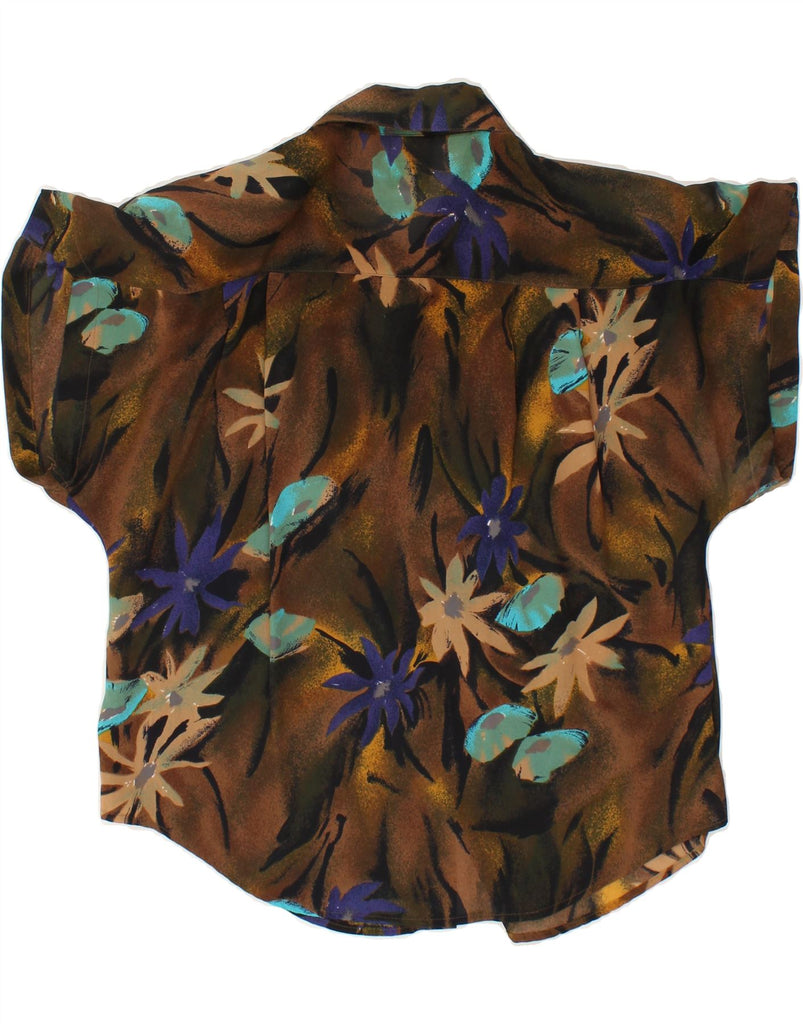 YESSICA Womens Short Sleeve Shirt IT 42 Medium Brown Floral Polyester | Vintage Yessica | Thrift | Second-Hand Yessica | Used Clothing | Messina Hembry 