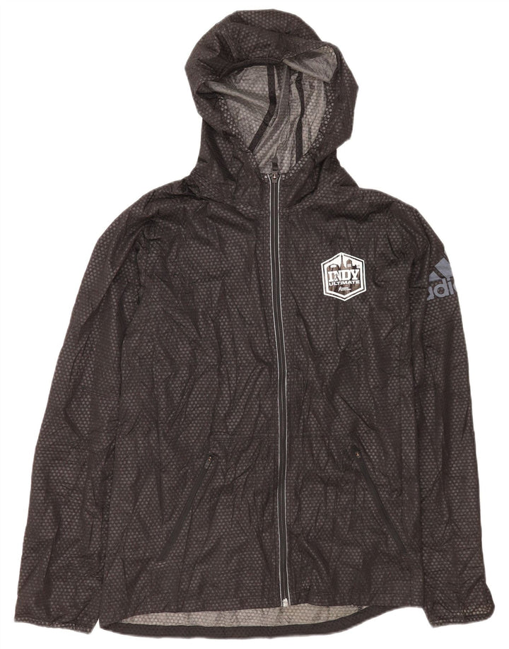 Adidas Mens Climawarm Hooded Rain Jacket UK 38 Medium Black Spotted