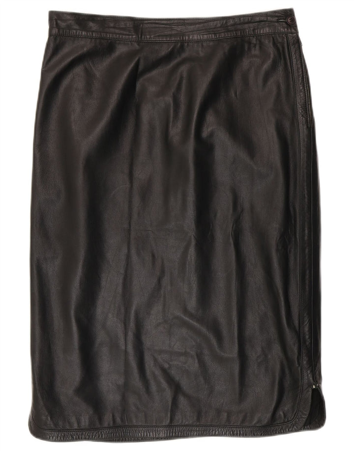 Genny Womens Leather Skirt W32 Large  Black