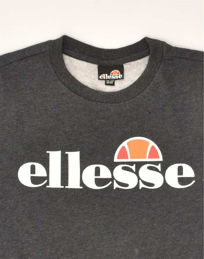 ELLESSE Boys Graphic Sweatshirt Jumper 10-11 Years Grey Cotton | Vintage Ellesse | Thrift | Second-Hand Ellesse | Used Clothing | Messina Hembry 