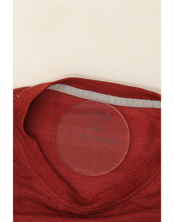 Asics Mens T-Shirt Top Medium Burgundy Flecked