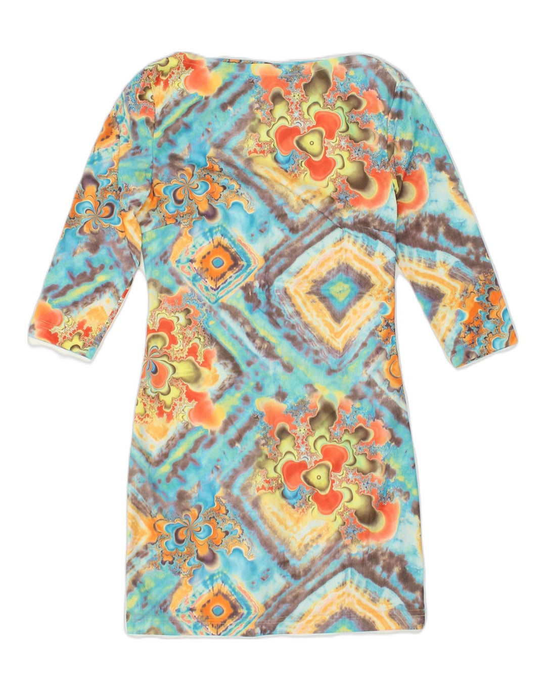 VINTAGE Womens Long Sleeve Sheath Dress UK 8 Small Multicoloured Geometric | Vintage Vintage | Thrift | Second-Hand Vintage | Used Clothing | Messina Hembry 