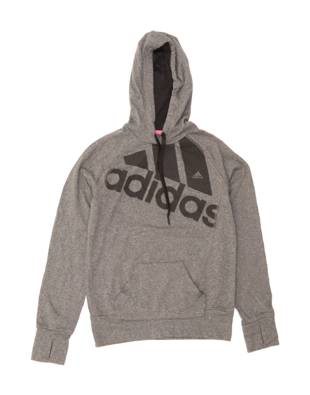 ADIDAS Womens Graphic Hoodie Jumper UK 10 Small Grey Polyester Vintage Adidas and Second-Hand Adidas from Messina Hembry 