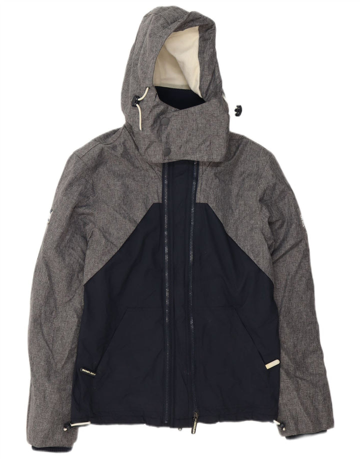 Superdry Mens Hooded Windbreaker Jacket UK 36 Small Grey Colourblock