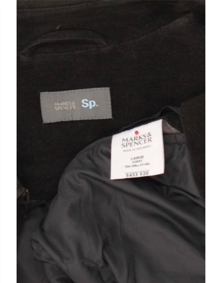 Marks & Spencer Mens Bomber Jacket UK 40 Large Black Cotton