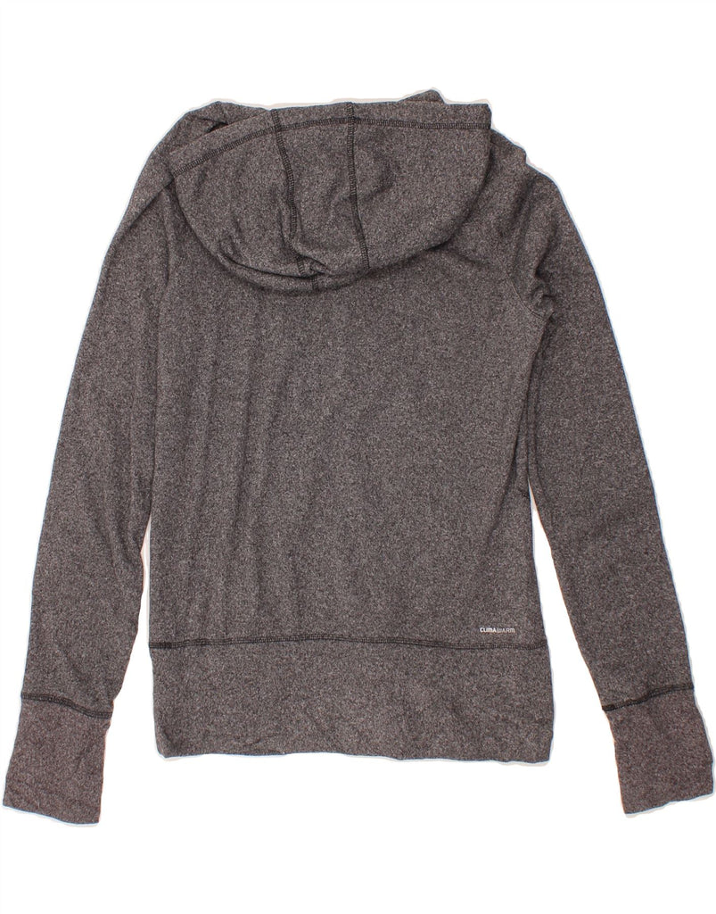 ADIDAS Womens Hoodie Jumper UK 12/14 Medium Grey Flecked Polyester Vintage Adidas and Second-Hand Adidas from Messina Hembry 