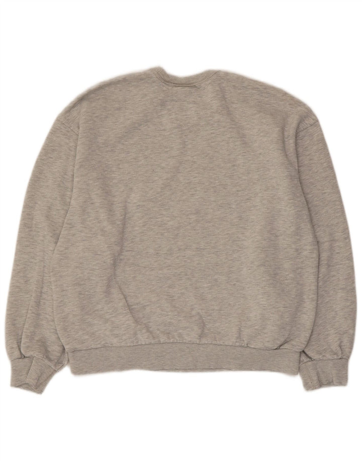BERSHKA Womens Oversized Sweatshirt Jumper UK 10 Small Grey Flecked Cotton