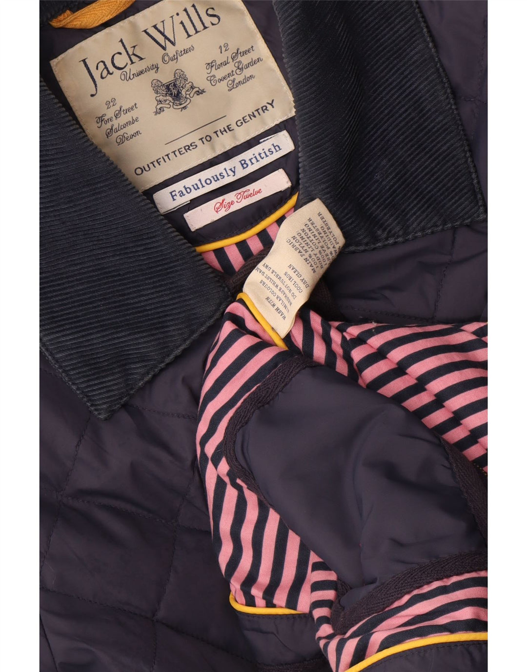 Jack Wills Womens Quilted Jacket UK 12 Medium Navy Blue Nylon