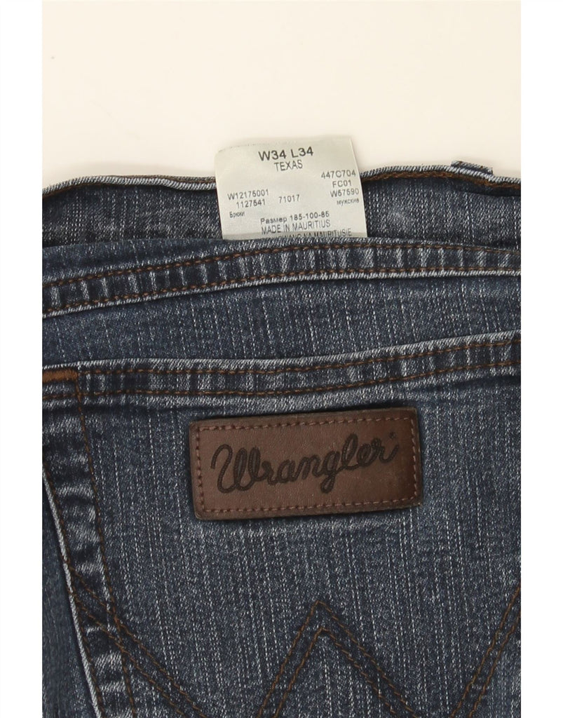 WRANGLER Mens Texas Straight Jeans W34 L34 Blue Cotton Vintage Wrangler and Second-Hand Wrangler from Messina Hembry 