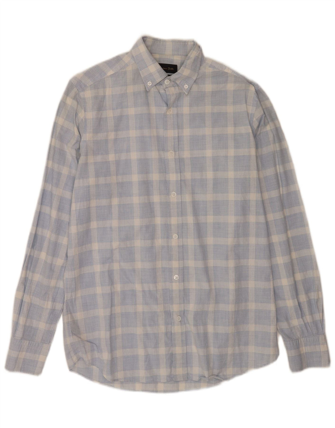 Massimo Dutti Mens Shirt Medium Blue Check Cotton