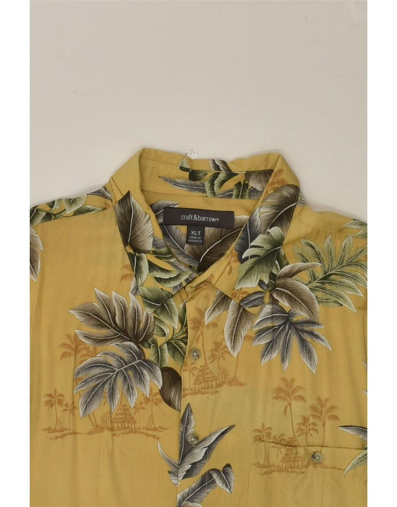 CROFT & BARROW Mens Tall Shirt XL Yellow Floral Rayon | Vintage Croft & Barrow | Thrift | Second-Hand Croft & Barrow | Used Clothing | Messina Hembry 