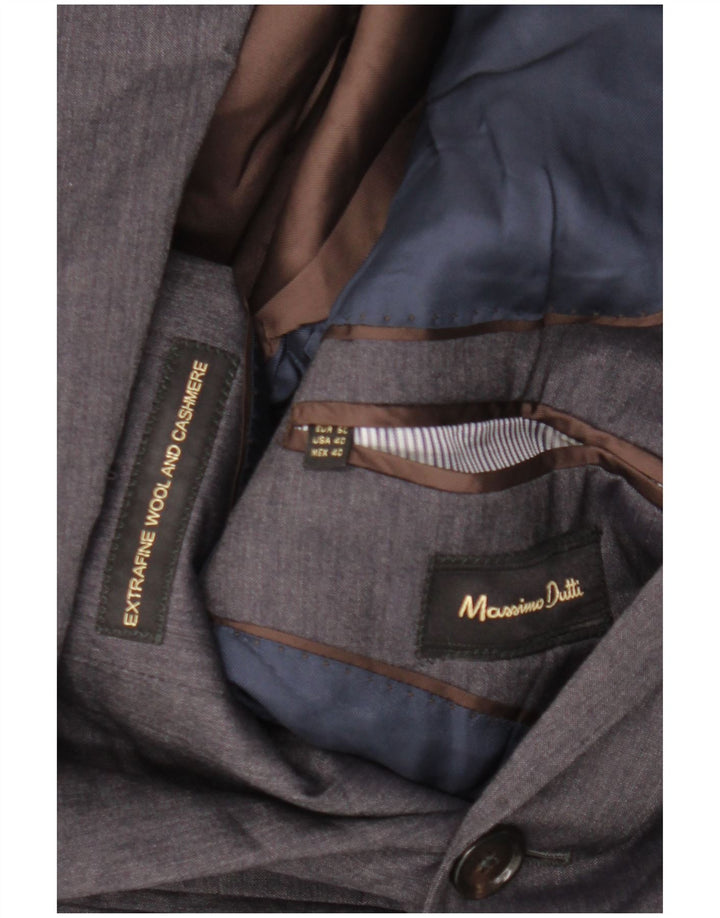 Massimo Dutti Mens 2 Button Blazer Jacket EU 50 Medium Grey Wool