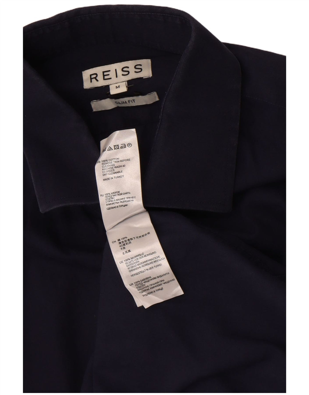 Reiss Mens Slim Fit Shirt Medium Navy Blue Cotton