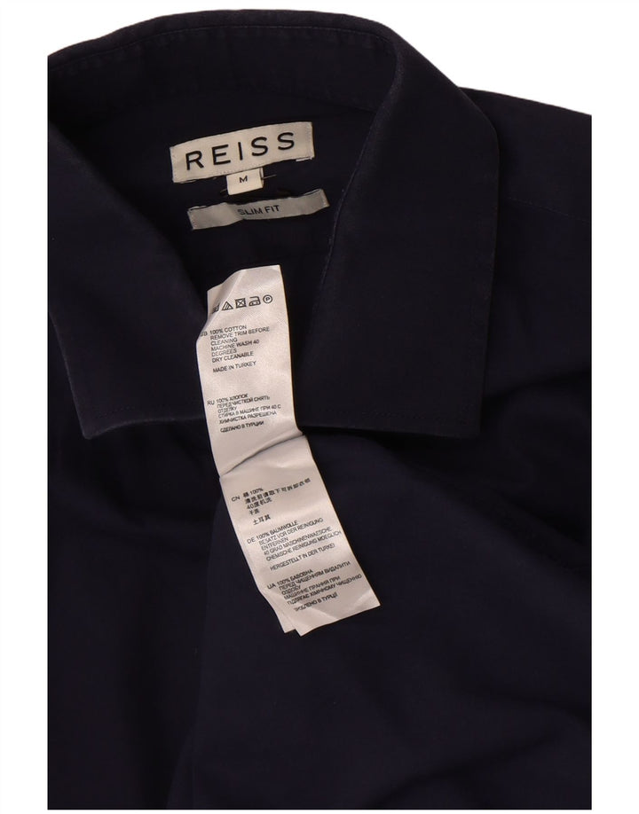 Reiss Mens Slim Fit Shirt Medium Navy Blue Cotton