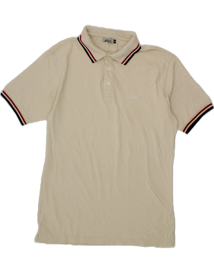 ASICS Mens Polo Shirt Medium White Cotton Vintage Asics and Second-Hand Asics from Messina Hembry 
