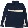 UNDER ARMOUR Mens Zip Neck Sweatshirt Jumper Medium Navy Blue Colourblock