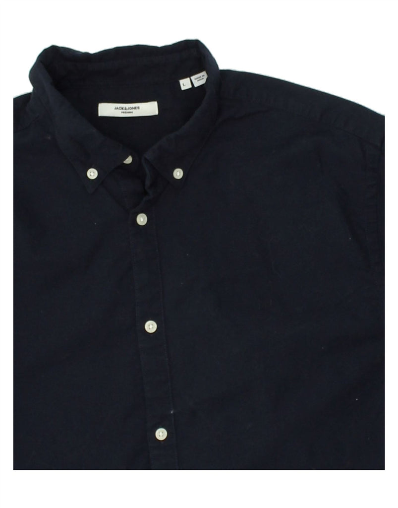 JACK & JONES Mens Slim Shirt Large Navy Blue | Vintage Jack & Jones | Thrift | Second-Hand Jack & Jones | Used Clothing | Messina Hembry 