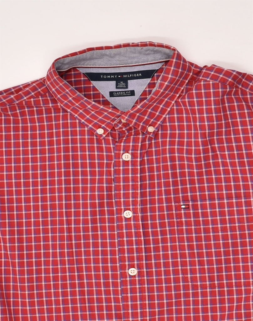 TOMMY HILFIGER Mens Tall Classic Fit Shirt XL Red Check Cotton | Vintage Tommy Hilfiger | Thrift | Second-Hand Tommy Hilfiger | Used Clothing | Messina Hembry 