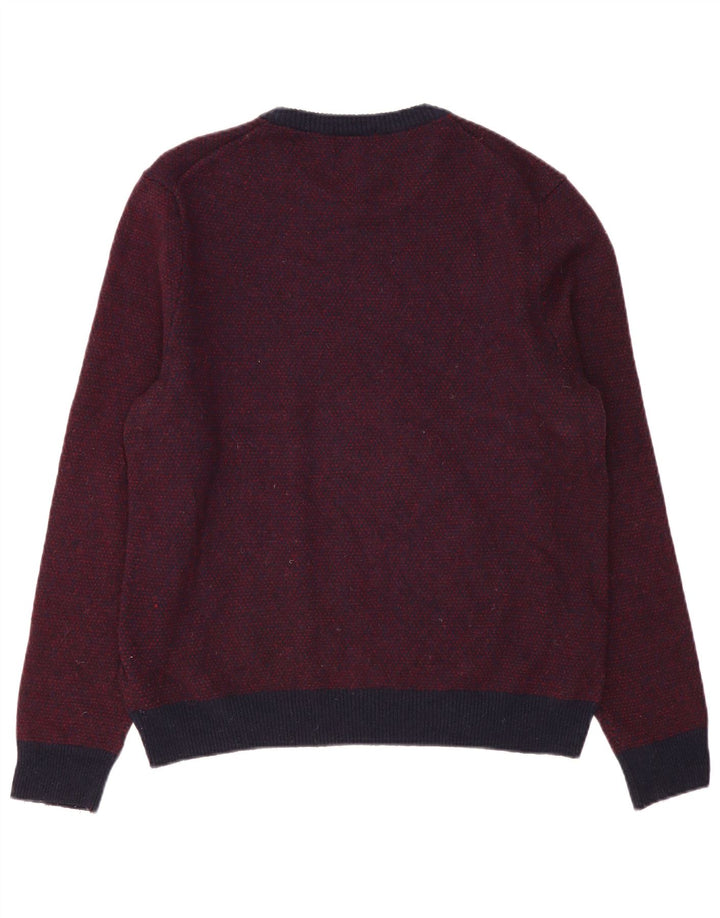 Marks & Spencer Mens Crew Neck Jumper Sweater XL Burgundy Lambswool