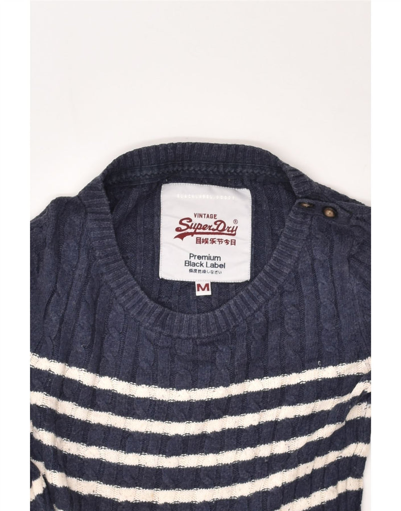 SUPERDRY Womens Boat Neck Jumper Sweater UK 12 Medium Navy Blue Striped | Vintage Superdry | Thrift | Second-Hand Superdry | Used Clothing | Messina Hembry 