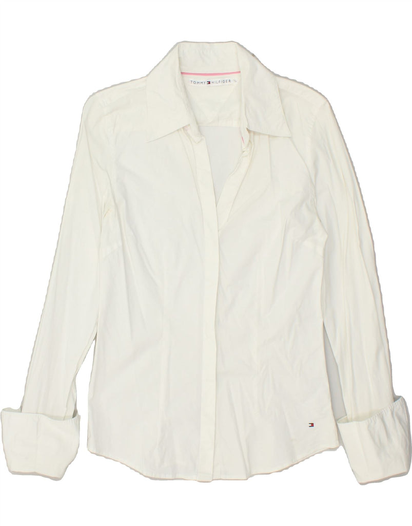 TOMMY HILFIGER Womens Formal Shirt US 8 Medium White Cotton | Vintage Tommy Hilfiger | Thrift | Second-Hand Tommy Hilfiger | Used Clothing | Messina Hembry 