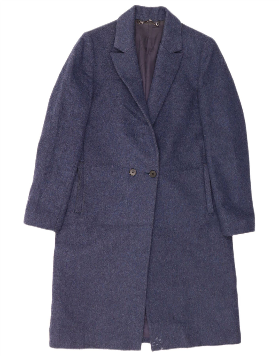 Jigsaw Womens Double Breasted Coat UK 10 Small Navy Blue Wool