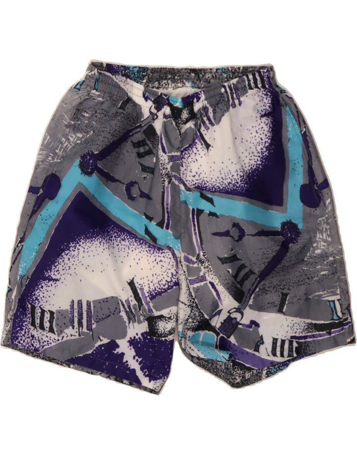 VINTAGE Mens Abstract Pattern Swimming Shorts Medium  Grey Polyester Vintage Vintage and Second-Hand Vintage from Messina Hembry 