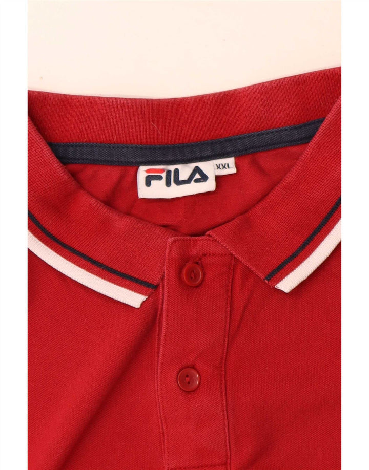 Fila Mens Long Sleeve Polo Shirt 2XL Red Striped