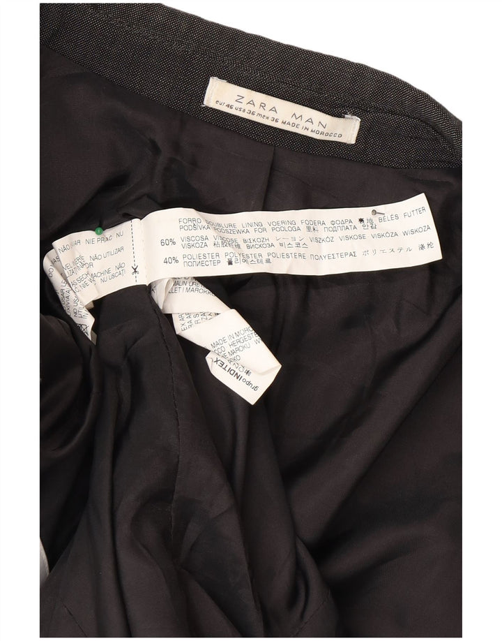 Zara Mens 1 Button Blazer Jacket EU 46 Small Grey Viscose