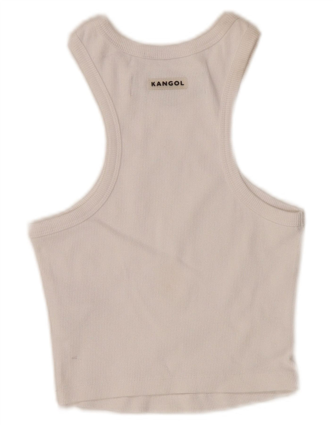 KANGOL Womens Crop Vest Top UK 12 Medium White Cotton