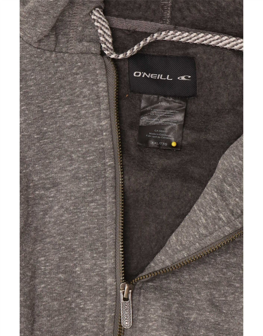 O'Neill Mens Graphic Zip Hoodie Sweater 2XL Grey Flecked Polyester