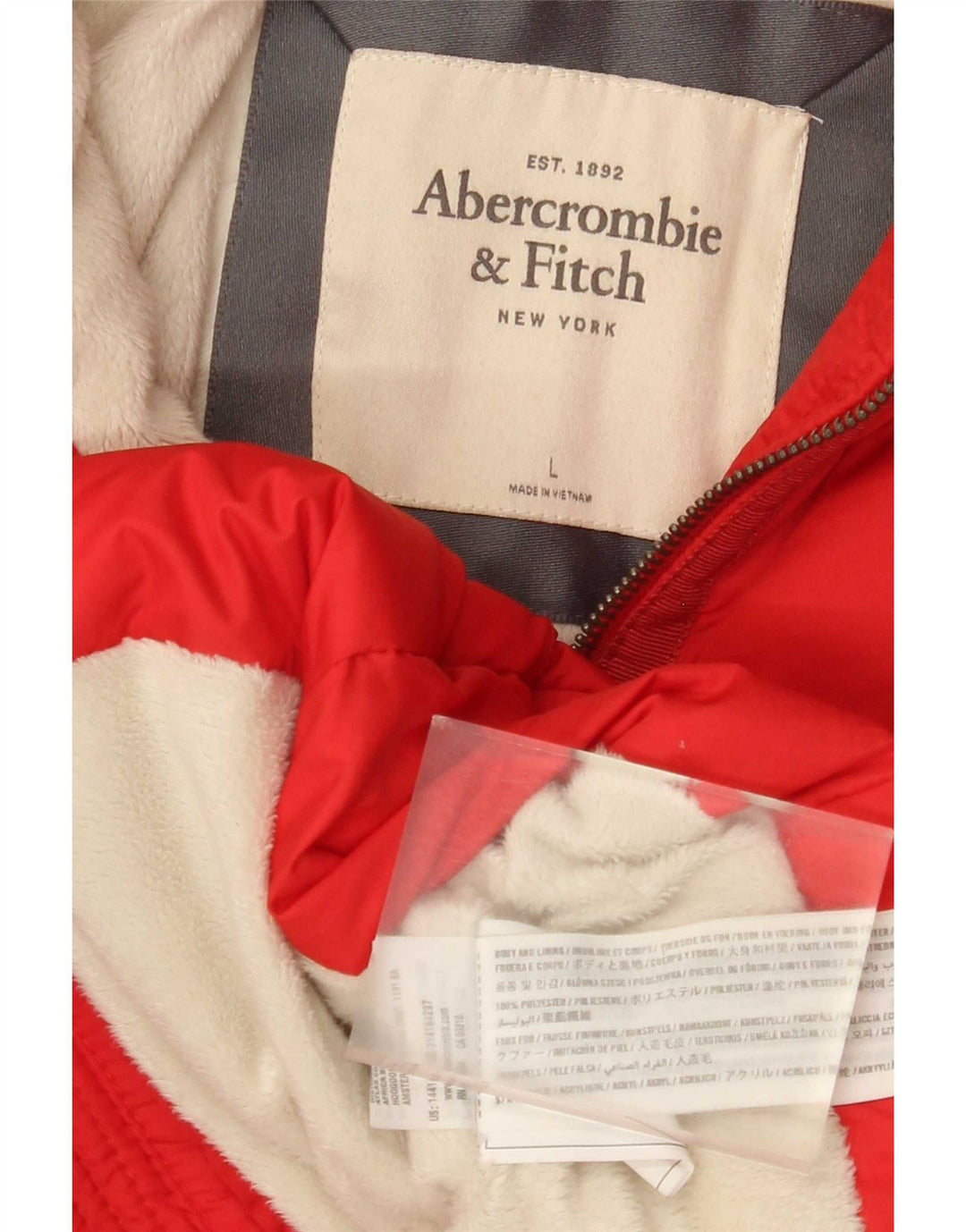 Abercrombie & Fitch Womens Hooded Padded Jacket UK 16 Large Red Polyester