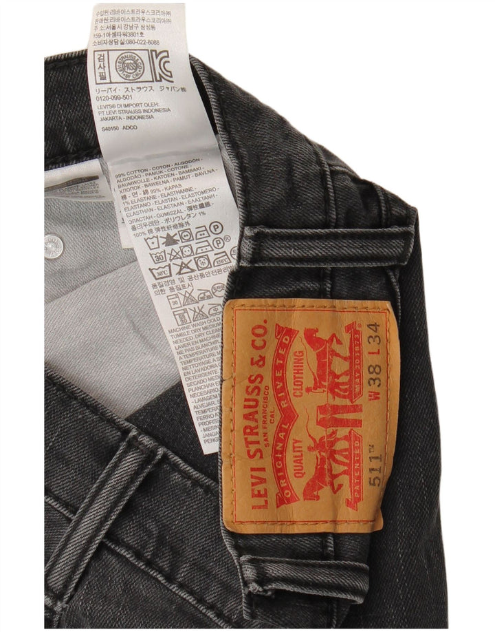Levi's Mens 511 Slim Jeans W38 L34 Black Cotton